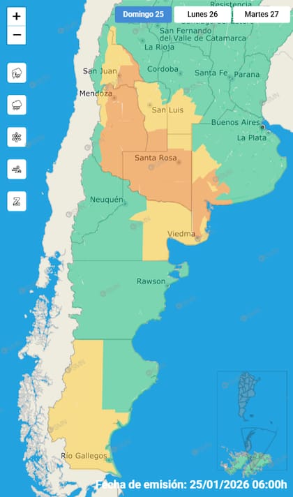 El mapa de las tormentas para este domingo.
