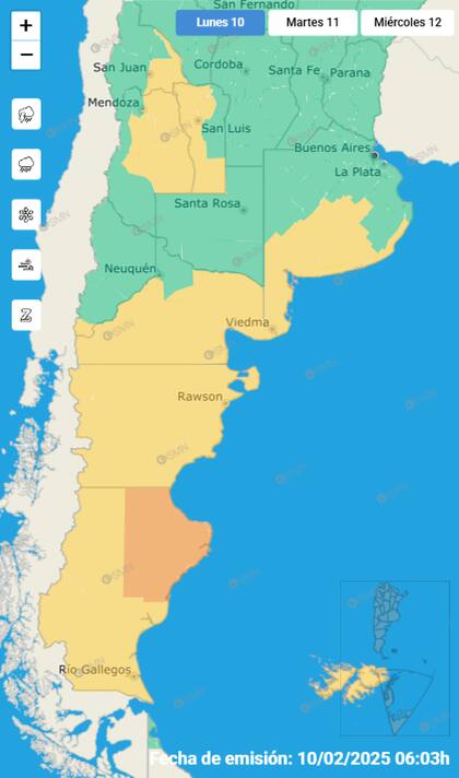 El mapa de las tormentas para este lunes.