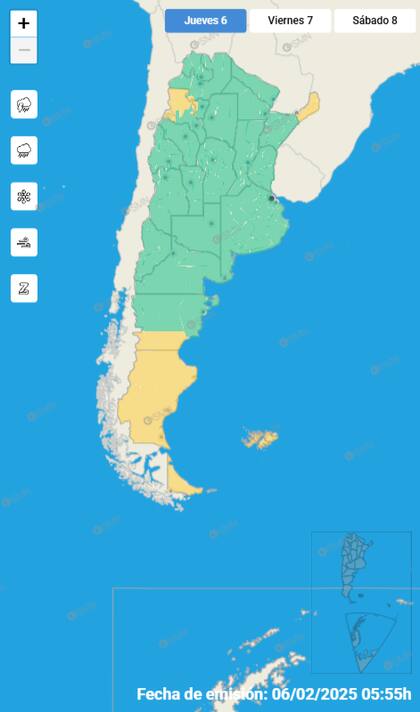 El mapa de las tormentas para este jueves.