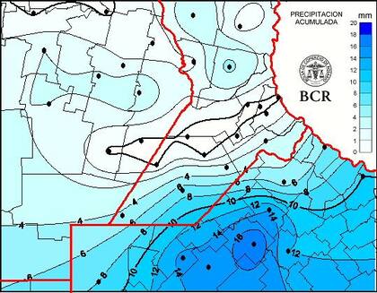 El mapa de las últimas precipitaciones en la región núcleo