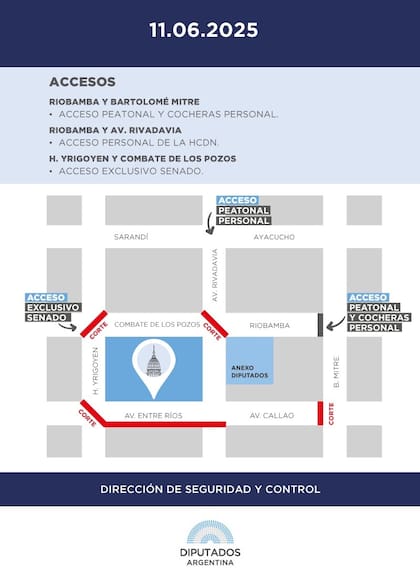 El mapa de los cortes para este miércoles.