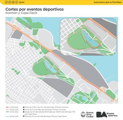 El mapa de los cortes por eventos deportivos en la Ciudad