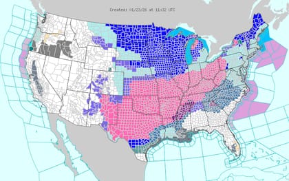 El mapa de los estados en donde rigen alertas por clima severo