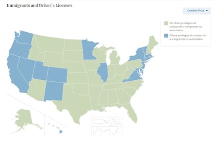 El mapa de los estados que otorgan o no licencias de conducir a inmigrantes indocumentados