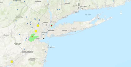El mapa de los focos de inundaciones en Nueva York y Nueva Jersey