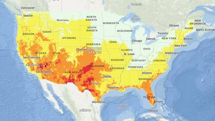 El mapa de riesgo de calor del NWS
