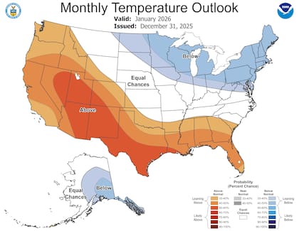 El mapa de temperaturas para Estados Unidos y Texas: el estado sobre la media histórica