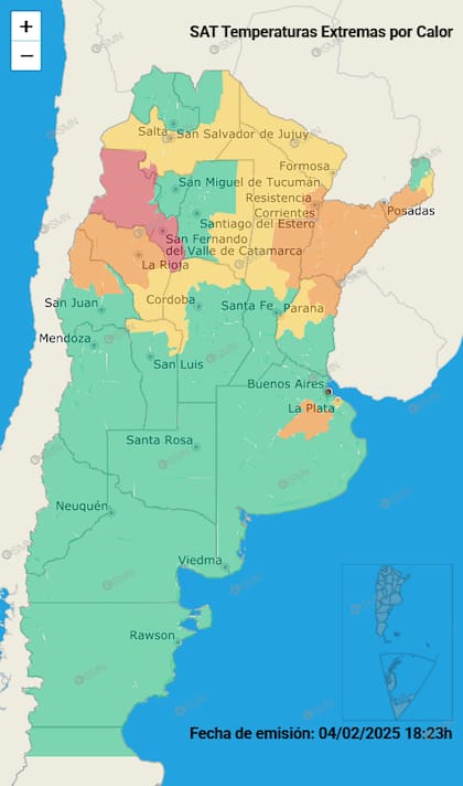 El mapa del calor para este miércoles en todo el país.