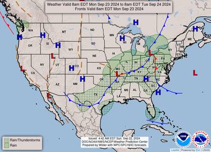 El mapa del clima este lunes 23 de septiembre.