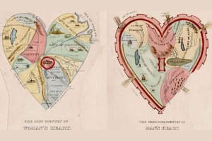 Qué revelan los mapas del corazón de una mujer y un hombre del siglo XIX