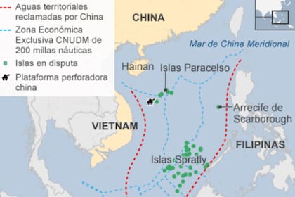 El mapa del muro de China en pleno mar