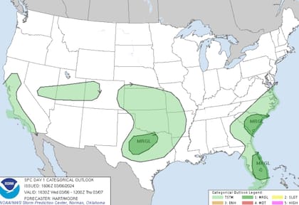 El mapa del pronóstico del clima de este miércoles en EE.UU.