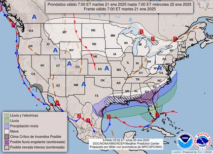El mapa del pronóstico del clima en EE.UU. indica nevadas en varias partes de Nueva York este martes 21 enero