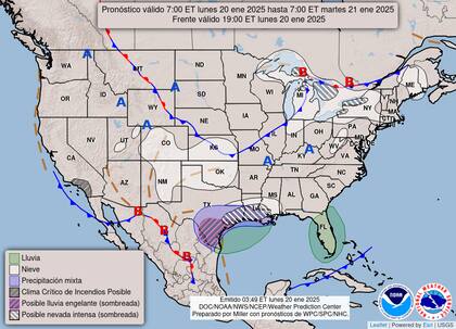 El mapa del pronóstico del clima en EE.UU. indica nevadas en varias partes de Nueva York este lunes 20 de enero