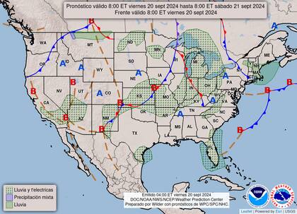 El mapa del pronóstico del clima en EE.UU. para este viernes 20 de septiembre