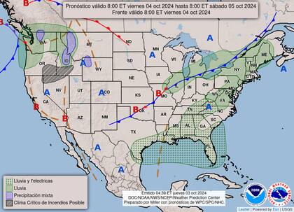 El mapa del pronóstico del clima en EE.UU. para este viernes 4 de octubre