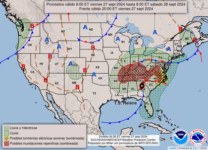 El mapa del pronóstico del clima en EE.UU. para este viernes 27 de septiembre
