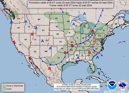 El mapa del pronóstico del clima en EE.UU. para este lunes 23 de septiembre