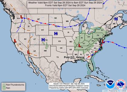 El mapa del pronóstico del clima en EE.UU. para este viernes 27 de septiembre