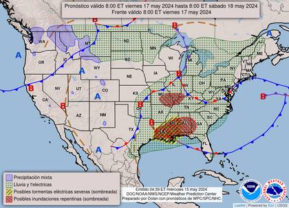 El mapa del pronóstico del clima para este viernes 17 de mayo en Estados Unidos