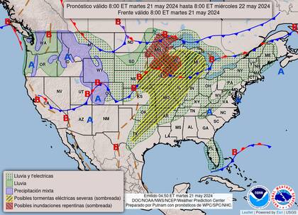 El mapa del pronóstico del clima para este martes 21 de mayo