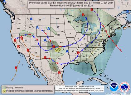 El mapa del pronóstico para este jueves 6 de junio