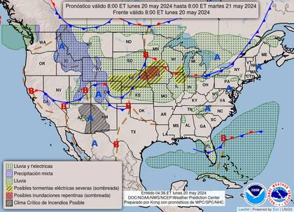 El mapa del pronóstico para este lunes 20 de mayo