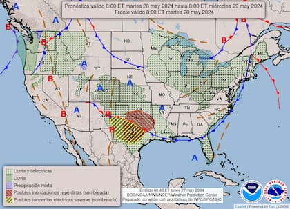 El mapa del pronóstico para este martes 28 de mayo
