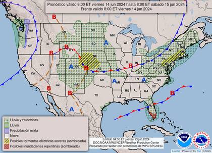 El mapa del pronóstico para este viernes 14 de junio