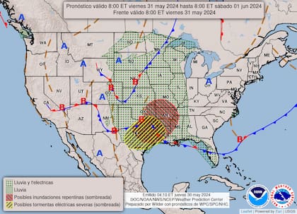 El mapa del pronóstico para este viernes 31 de mayo en EE.UU.