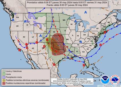 El mapa del pronóstico para este viernes 31 de mayo en EE.UU.