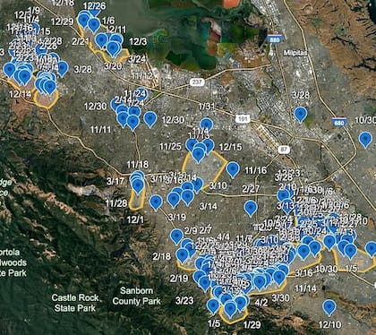 El mapa interactivo de avistaje de coyotes de la organización sin fines de lucro que lideran los dos estudiantes de California