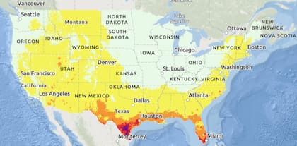 El mapa interactivo de las zonas con mayor riesgo por calor extremo en EE.UU.