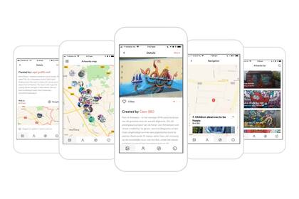 El mapa, las fotos y la información de los artistas callejeros también está disponible en la aplicación para iPhone y para Android