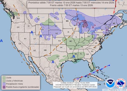 El mapa meteorológico muestra alertas por lluvias en varias regiones de EE.UU. y tormenta eléctrica en el sur de Florida