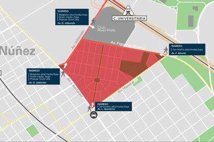 El mapa muestra el perímetro que está cortado al tránsito