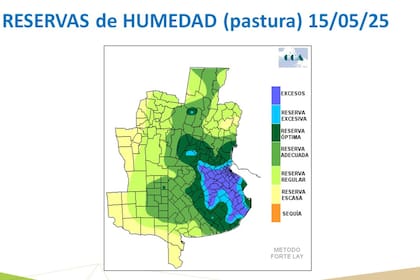 El mapa muestra regiones con un importante exceso de humedad