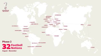 El mapa oficial de la Gira del Trofeo de la Copa del Mundo 2022