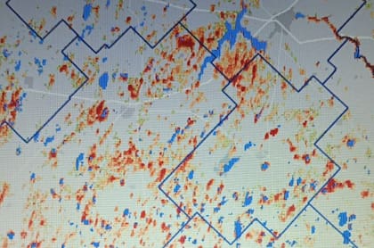 El mapa que muestra la superficie inundada en General Viamonte