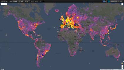 El mapa que muestra los lugares en los que se toman más fotos públicas en todo el planeta
