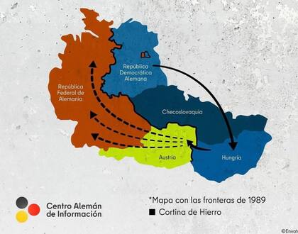 El mapa realizado por el Centro Alemán de Información muestra la situación geopolítica en el momento del picnic