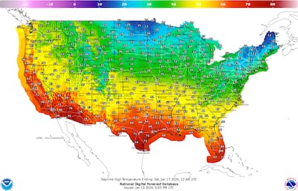 El mapa térmico de EE.UU. muestra un clima templado en Florida con rangos promedio a la estación