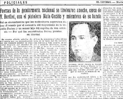 El medio local El Litoral publicó, en su momento, la noticia del tiroteo entre las fuerzas de seguridad y la banda de Peralta