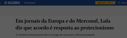 El medio O Globo sobre el acuerdo Mercosur-UE