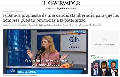 El medio uruguayo El Observador criticó la propuesta de Lilia Lemoine
