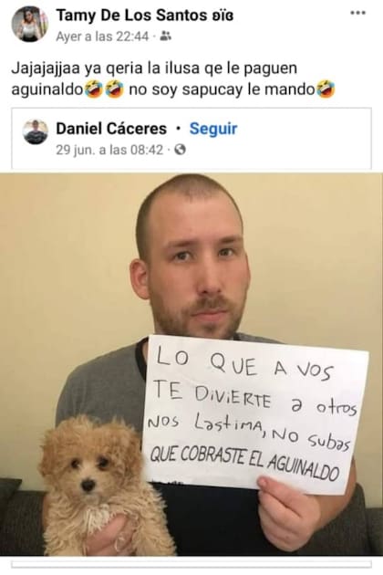 El meme que subió Tamara de los Santos tiene que ver con una humorada sobre los empleados que no tienen la chance por tener un trabajo informal y no cobran aguinaldo