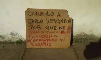 El mensaje amenazante en la puerta de la sede rosarina de la Uocra