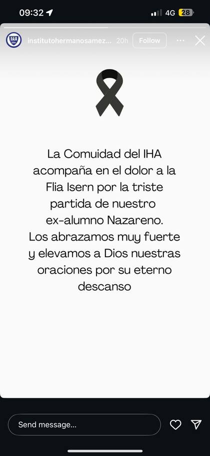 El mensaje compartido en el instagram del IHA