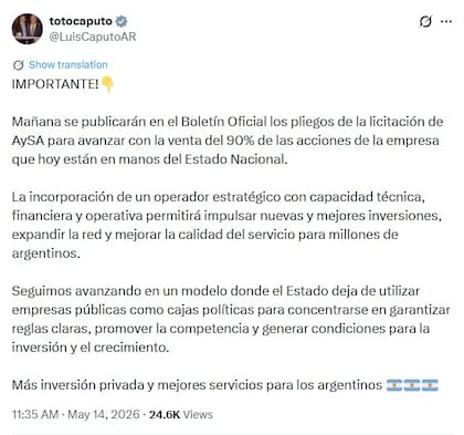 El mensaje de Caputo