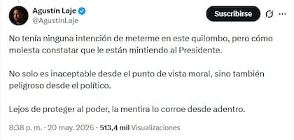 El mensaje de Agustín Laje contra Martín Menem